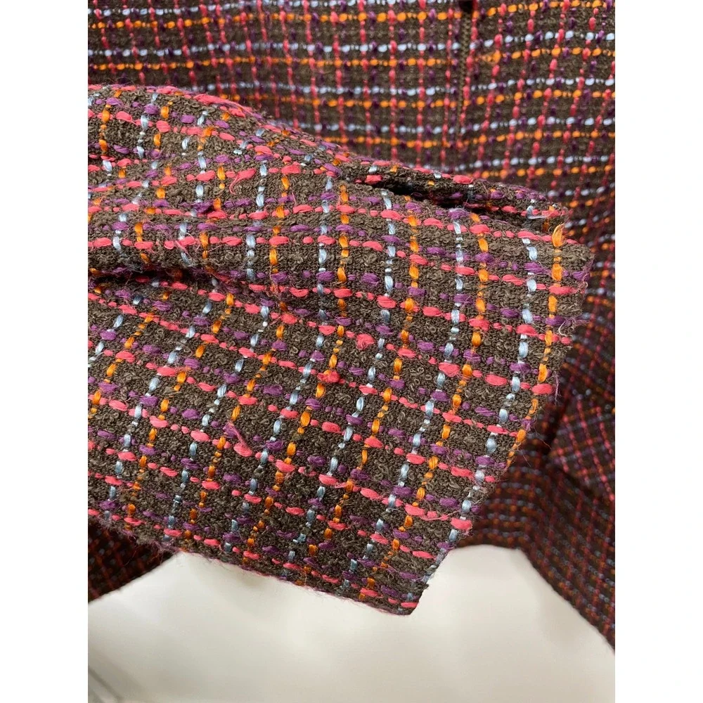Maggie‎ Barnes Tweed Blazer Plus 24W Multicolor Jacket Zipper Academia Heritage